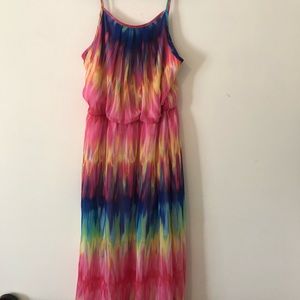 Long Maxi rainbow short sleeve dress
